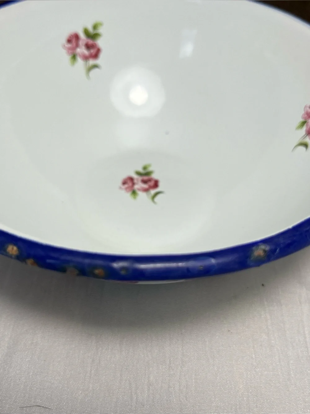 3 Vtg Robert Steffy Bagatelle Enamelware Bowls Shabby Rose Fly Insect Logo